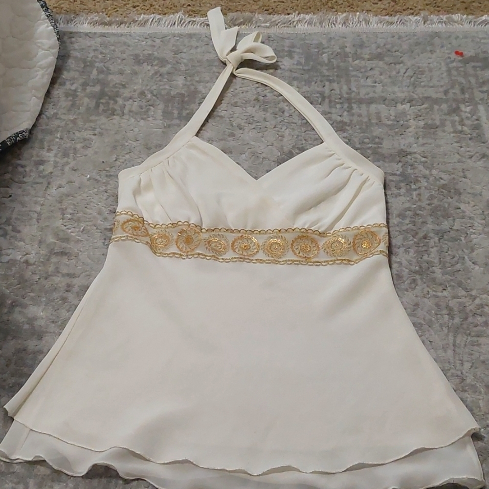 Off white papaya halter top